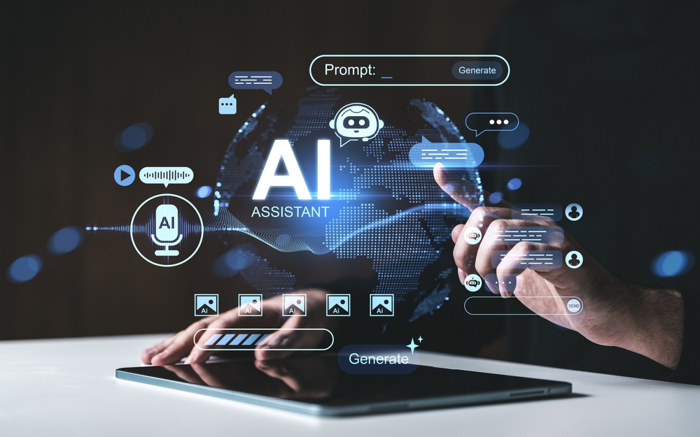 person,interacts,with,futuristic,ai,assistant,interface,,featuring,hologram,icons